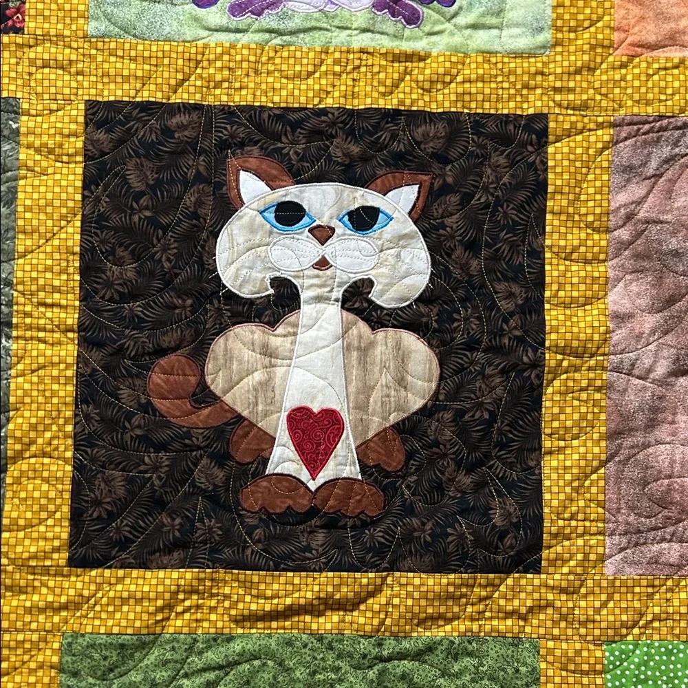 Handmade Cat Patchwork Quilt - Picture 6 of 11